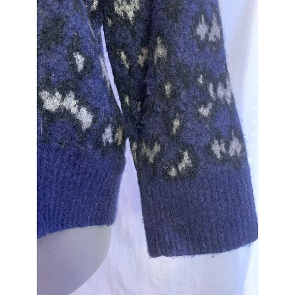 Athleta Hawthorn Sweater, Women's 2XL, Wool Blend Animal Print Pullover Blue - Picture 6 of 8